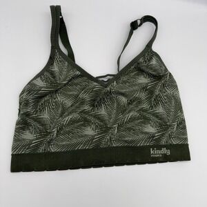 Kindly Yours Women XXL Green Palm Leaf Seamless Bralette 40015